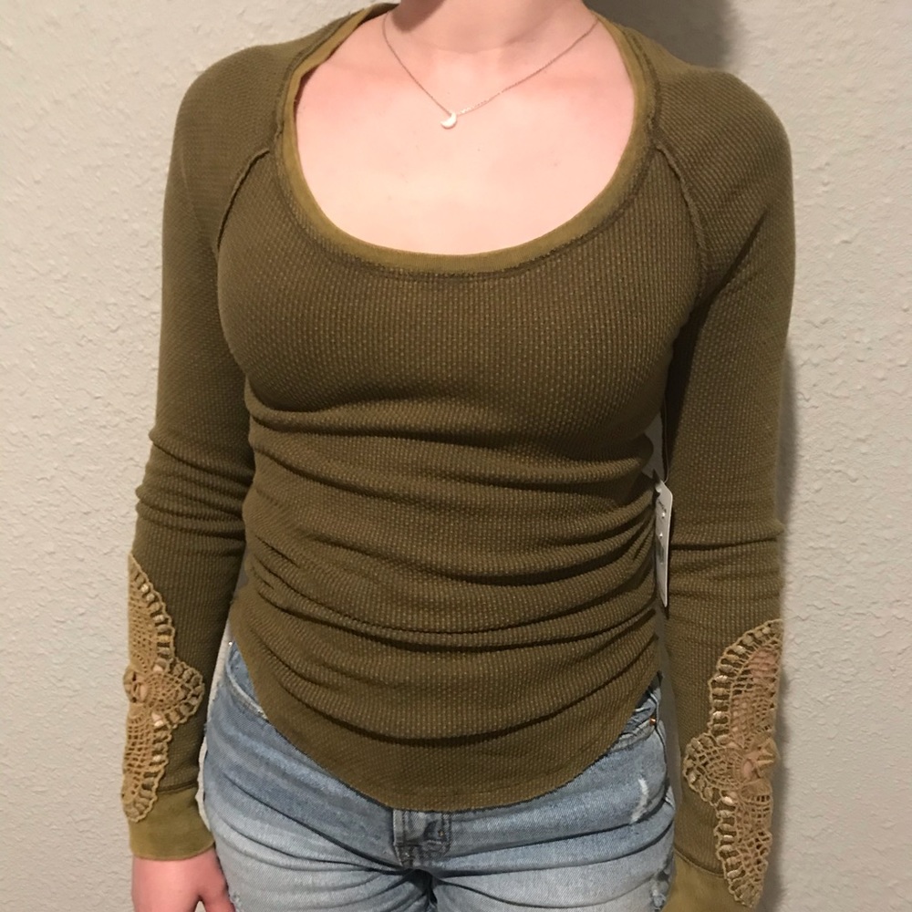 Free People Army Green Long Sleeve